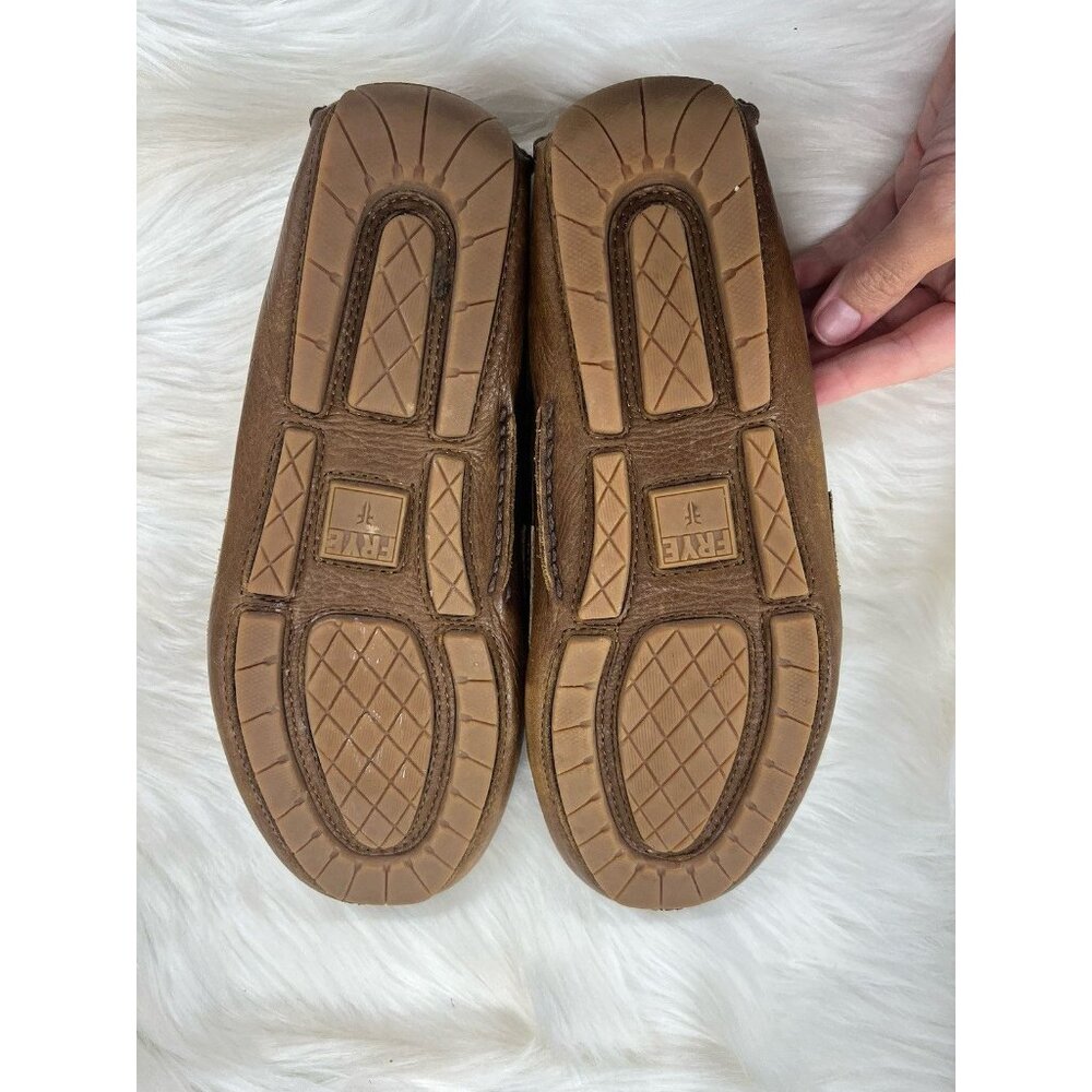FRYE West Penny Loafer Men's 8.5 Brown Leather Lined Moccasin Driver - Picture 4 of 6